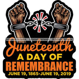 Juneteenth Celebration June 19 Emancipation Freedom Holiday African American History  SVG PNG JPG Vector Cutting Files