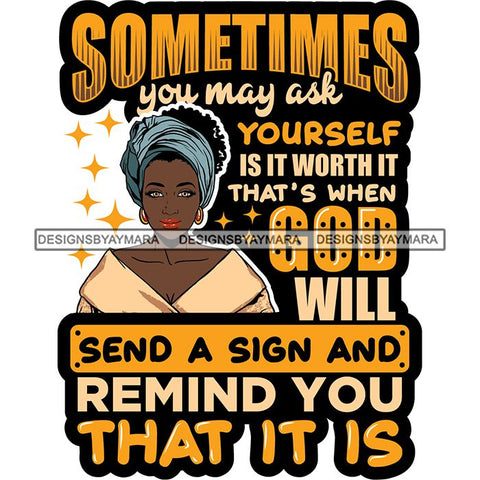 Afro Black Proud Woman Lord God Quotes SVG Cutting Files For Silhouette Cricut and More