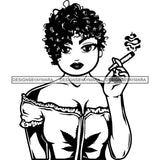 Afro Lola Smoking Pot Weed Joint Blunt Cannabis Marijuana SVG Cutting Files