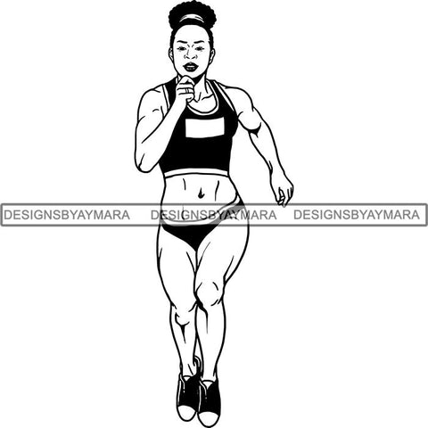 Afro Black Woman Runner Athletic Sport .SVG Cutting File For Silhouette and Cricut