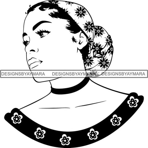 Beautiful Woman Turban Head Wrap Hairstyle SVG Files For Cutting and More!