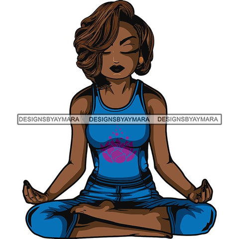 Afro Lola Meditating Yoga Relaxing .SVG Cutting Files For Silhouette Cricut and More!