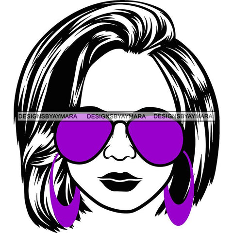 Afro Lola Boss Lady Dope Diva Glamour Wearing Glasses Accesories .SVG Cut Files
