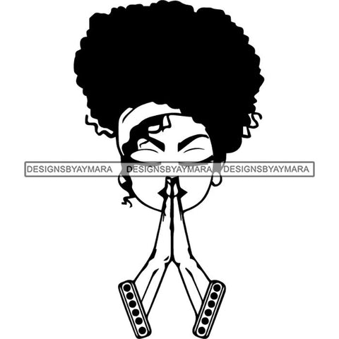 Afro Lola Praying Begging Asking God Lord Faith Strength .SVG Vector Clipart Cutting Files For Silhouette Cricut and More!