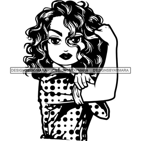 Afro Strong Lola Flexing We Can Do It Woman Power .SVG Cutting Files For Silhouette Cricut and More!