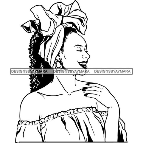Beautiful Woman Turban Head Wrap Hairstyle SVG Files For Cutting and More!