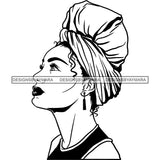 Afro Nubian Melanin Popping Kinky Hair Turban Beautiful African American Woman SVG Cutting Files