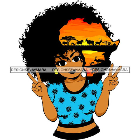 African American Woman Goddess Safari Savanna Africa Continent SVG Files For Cutting and More!