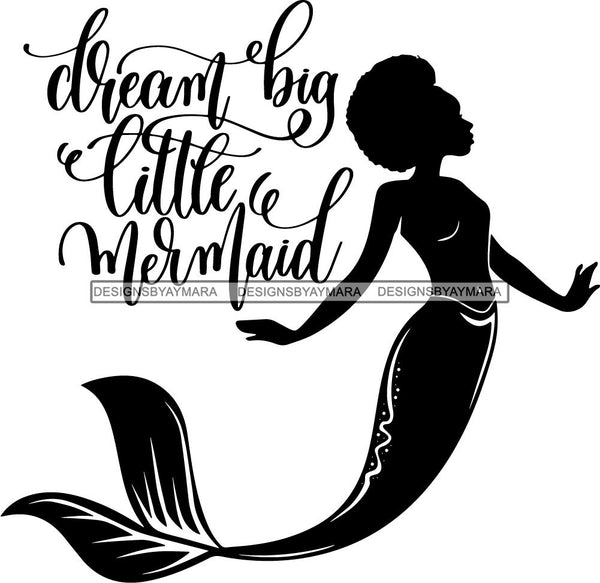 Afro Black Woman Mermaid Aquatic Creature  SVG Cutting File For Silhouette and Cricut