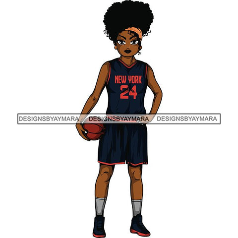 Afro Lola Basketball Player Sport Woman SVG Clipart Vector Cutting Cut Files