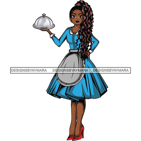 Afro Chef Lola Cooker Cooking Culinary Profession .SVG Clipart Vector Cutting Files For Circuit Silhouette Cricut and More!