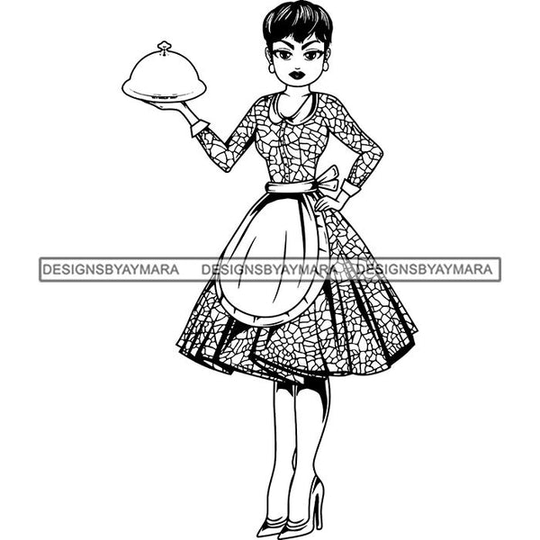 Afro Chef Lola Cooker Cooking Culinary Profession .SVG Clipart Vector Cutting Files For Circuit Silhouette Cricut and More!