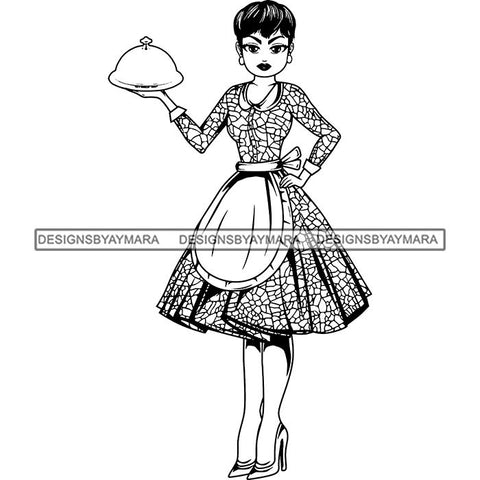 Afro Chef Lola Cooker Cooking Culinary Profession .SVG Clipart Vector Cutting Files For Circuit Silhouette Cricut and More!