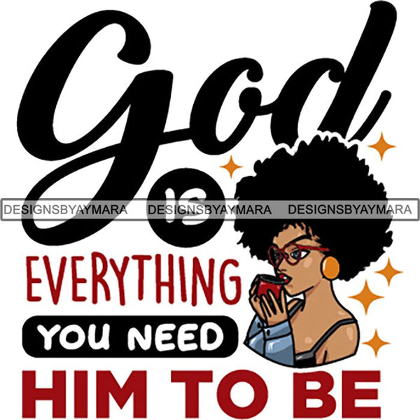 Afro Melanin Popping Lola Kinky Hair God Quotes SVG Cutting Files For Silhouette Cricut and More