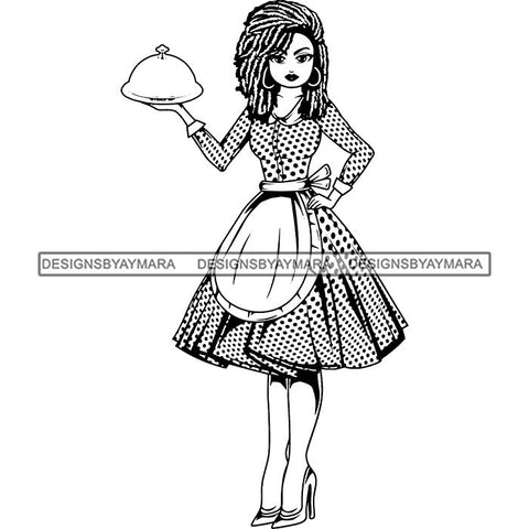 Afro Chef Lola Cooker Cooking Culinary Profession .SVG Clipart Vector Cutting Files For Circuit Silhouette Cricut and More!