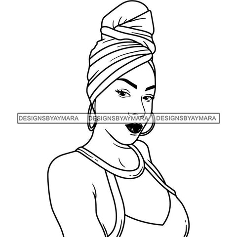 Afro Lady Black Goddess Melanin Turban Head-wrap Dark Latina Morena SVG Files For Cutting and More!