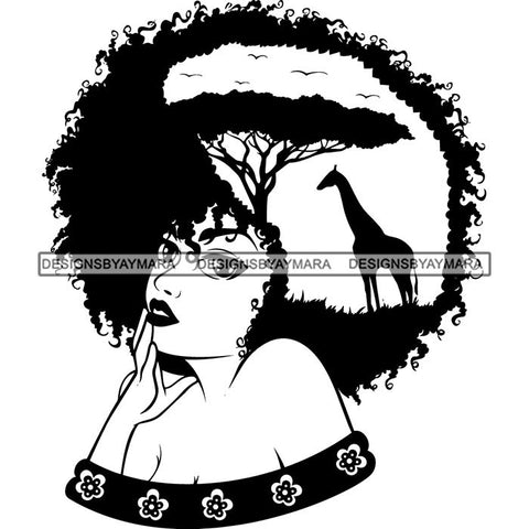 African American Woman Goddess Safari Savanna Africa Continent SVG Files For Cutting and More!