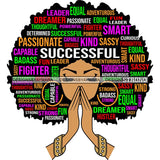 Afro Woman Praying Hair Life Quotes Strong Independent Educated Melanin SVG Cutting Files
