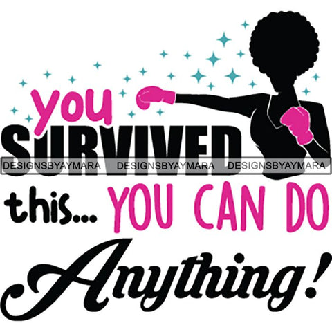 Strong Afro Woman SVG Cancer Survivor Cutting Files For Silhouette Cricut and More