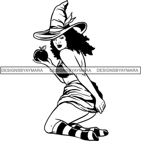 Afro Sexy Witches Halloween SVG Cutting Files For Silhouette Cricut and More