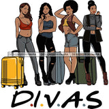 Ladies Getaway Vacation Trip Flight Travel Adventure Best Friends Journey Together Sisters Divas Melanin Girlfriends SVG Files For Cutting and More!