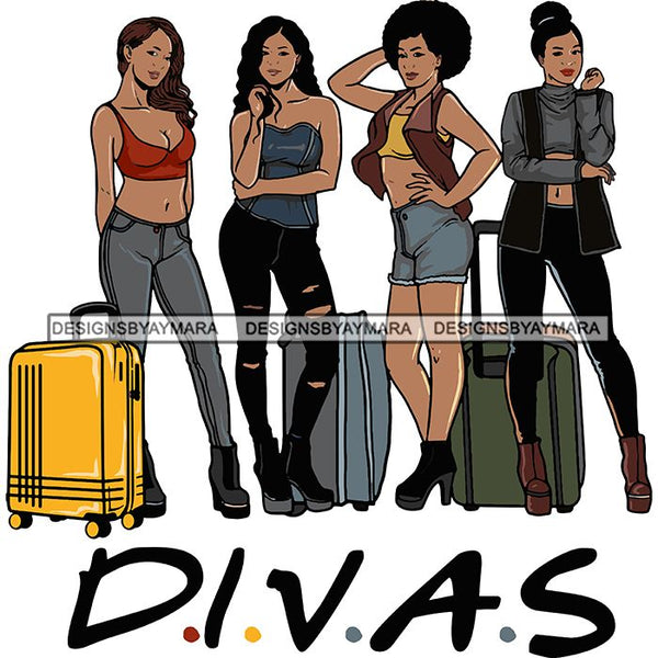 Ladies Getaway Vacation Trip Flight Travel Adventure Best Friends Journey Together Sisters Divas Melanin Girlfriends SVG Files For Cutting and More!