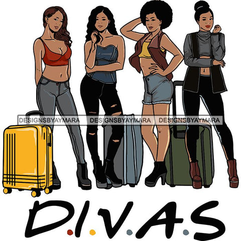 Ladies Getaway Vacation Trip Flight Travel Adventure Best Friends Journey Together Sisters Divas Melanin Girlfriends SVG Files For Cutting and More!