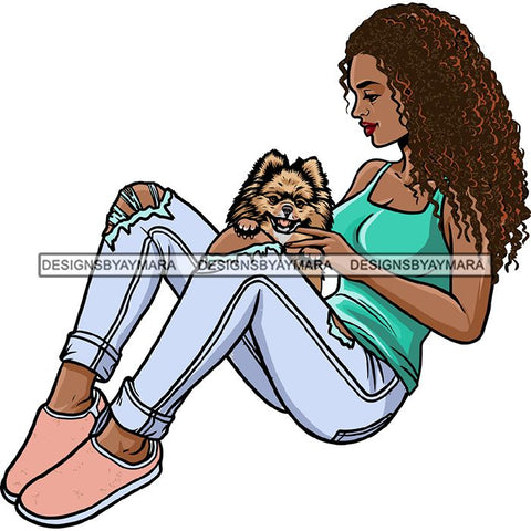 Beautiful Woman Dod Breed Pomeranian Pet Animal Best Friend Mascot Goddess SVG Cutting Files