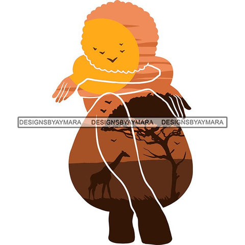 Sensual African Silhouette Goddess Safari Africa Nature Exotic Culture SVG Cutting Files.