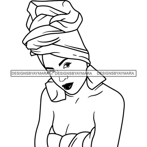 Afro Lady Black Goddess Melanin Turban Head-wrap Dark Latina Morena SVG Files For Cutting and More!