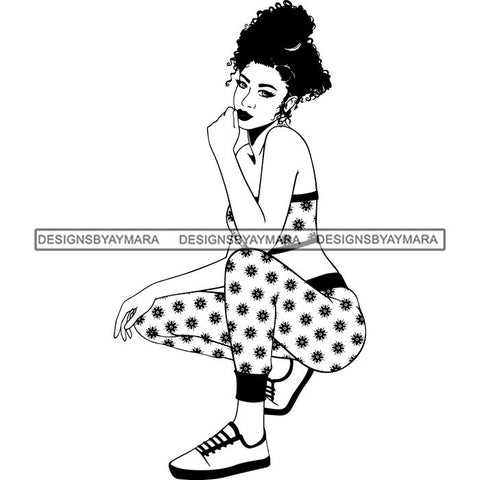 Afro Nubian Melanin Popping Kinky Hair Beautiful African American Woman SVG Cutting Files