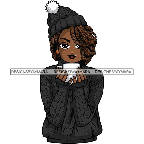 Afro Lola Christmas Winter Hot Coffee Cocoa Mood .SVG Cutting Files For Silhouette and Cricut and More!