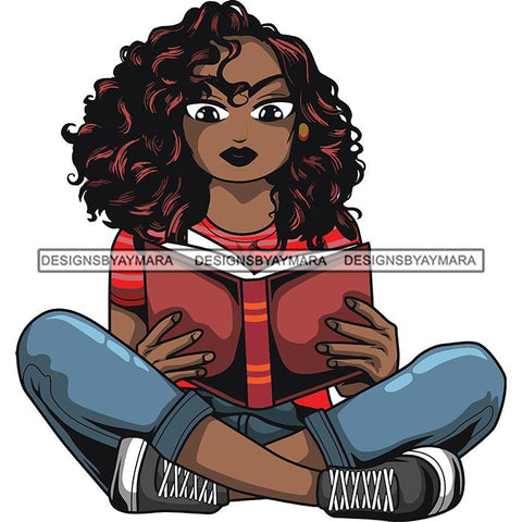 Afro Lola Reading Education Smart Woman .SVG Cutting Files For Silhouette Cricut and More!