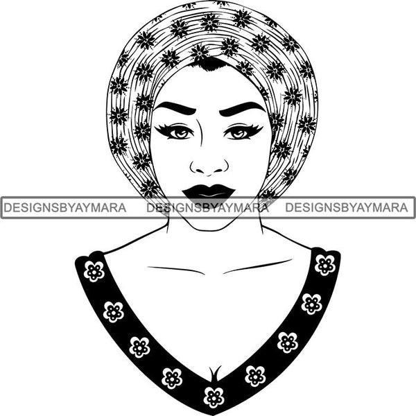Beautiful Woman Turban Head Wrap Hairstyle SVG Files For Cutting and More!