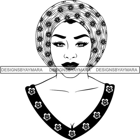 Beautiful Woman Turban Head Wrap Hairstyle SVG Files For Cutting and More!