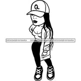 Fashion Woman Model Posing Summer Outfit Vogue Goddess Glamour Trendy Clothing Vector SVG Cutting Files