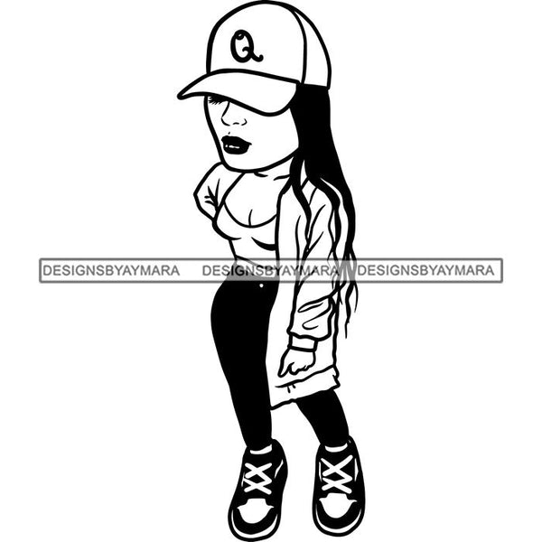 Fashion Woman Model Posing Summer Outfit Vogue Goddess Glamour Trendy Clothing Vector SVG Cutting Files