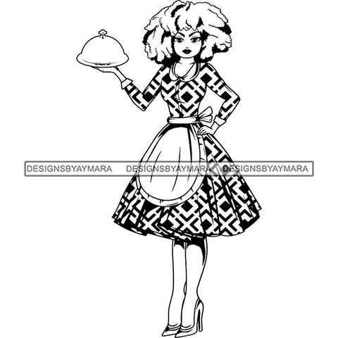 Afro Chef Lola Cooker Cooking Culinary Profession .SVG Clipart Vector Cutting Files For Circuit Silhouette Cricut and More!