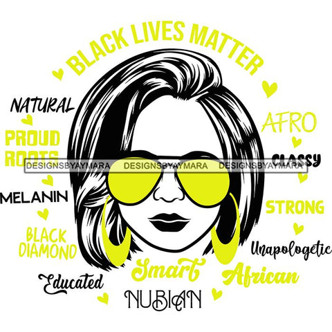 Afro Lola Boss Lady Black Lives Matter Quotes Dope Diva Glamour Wearing Glasses Accesories .SVG Cut Files