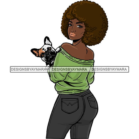 Beautiful Woman Dod Breed French Bulldog Pet Animal Best Friend Mascot Goddess SVG Cutting Files