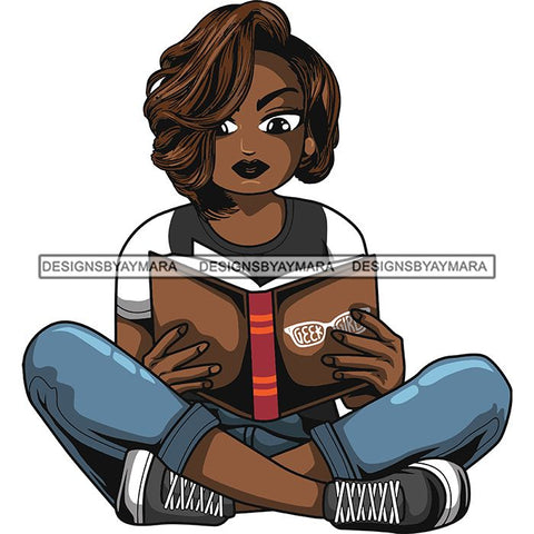 Afro Lola Reading Education Smart Woman .SVG Cutting Files For Silhouette Cricut and More!