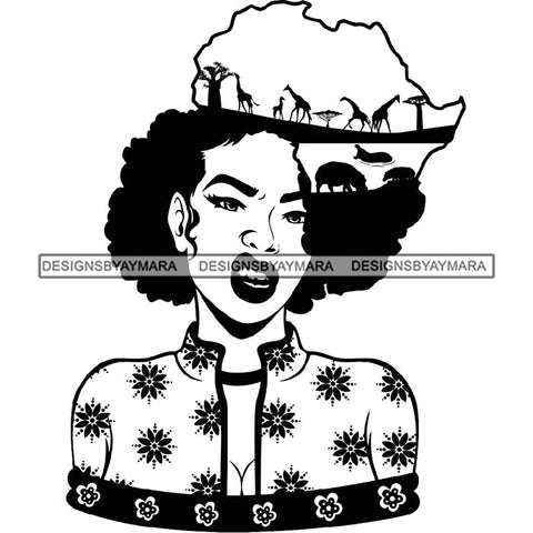 African American Woman Goddess Safari Savanna Africa Continent SVG Files For Cutting and More!