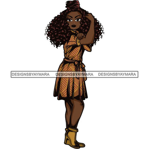 Afro Strong Lola Flexing We Can Do It Woman Power .SVG Cutting Files For Silhouette Cricut and More!