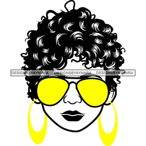 Afro Lola Boss Lady Dope Diva Glamour Wearing Glasses Accesories .SVG Cut Files