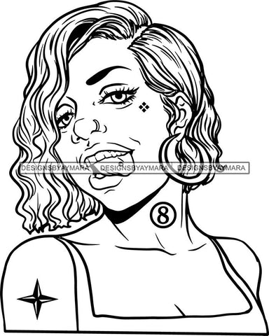 Ghetto Woman Face American Gangster Urban Swag Hip Hop Girl .SVG Cutting Files For Silhouette Cricut and More!