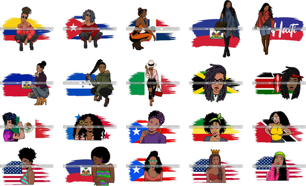 Bundle 20 Country Afro Diva Proud Roots Pretty Woman Fashion .SVG Cutting Files For Silhouette and Cricut and More!