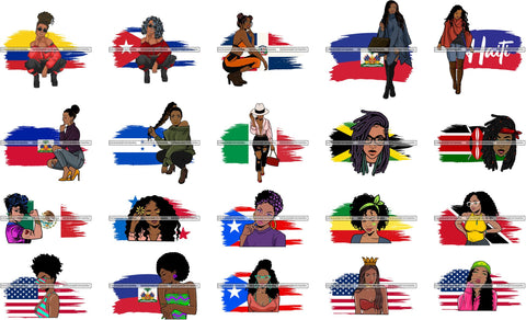 Bundle 20 Country Afro Diva Proud Roots Pretty Woman Fashion .SVG Cutting Files For Silhouette and Cricut and More!