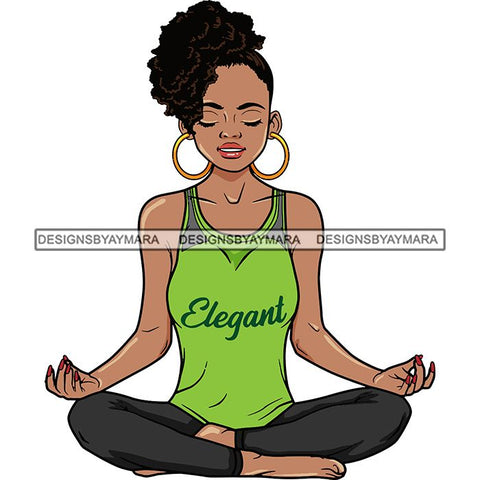 Afro Lola Meditation Meditate Yoga Relax Inhale Exhale Stress Free .SVG Cutting Files For Silhouette and Cricut and More!