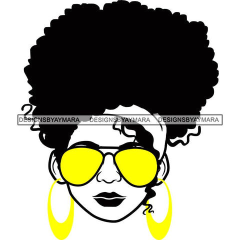 Afro Lola Boss Lady Dope Diva Glamour Wearing Glasses Accesories .SVG Cut Files