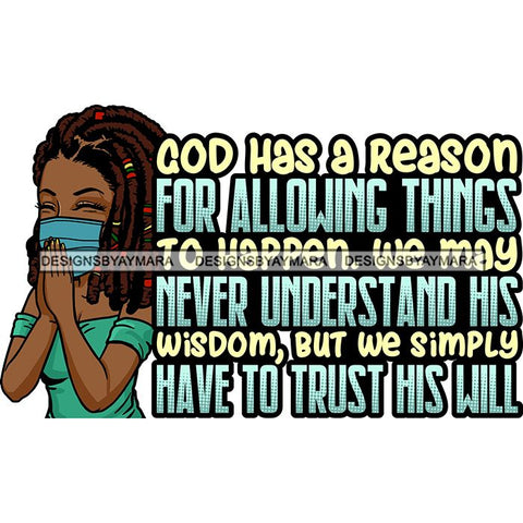 Black Woman Praying God Quotes Face Mask Begging Prayers Save Life Mujer Orando a Dios SVG Vector Clipart Cutting Files